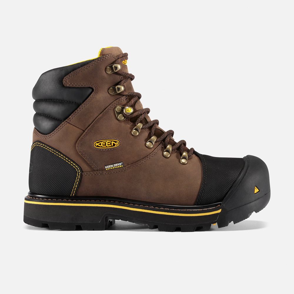 Botas de Trabajo Keen Mexico Marrom/Negros - Hombre Milwaukee Waterproof (Steel Toe) - JE8650974